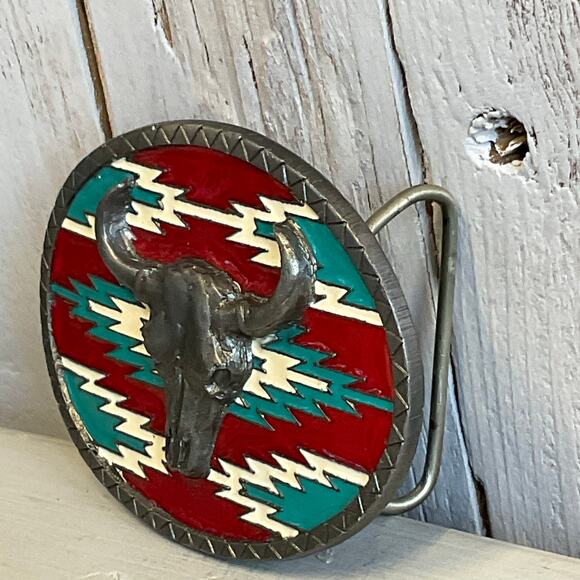 Longhorn Bull Skull Belt Buckle Buckles of America Southwestern Western Style - Picture 3 of 6